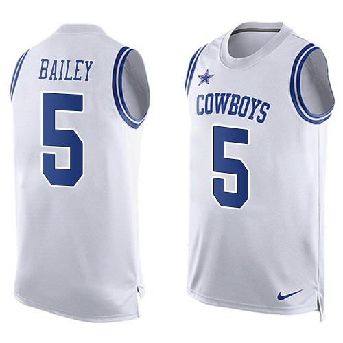Nike Cowboys #5 Dan Bailey White Men's Stitched NFL Limited Tank Top Jersey